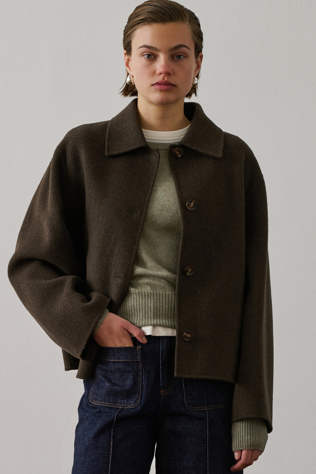 Manteau Gyoda - Kaki Brun - Laine - Femme